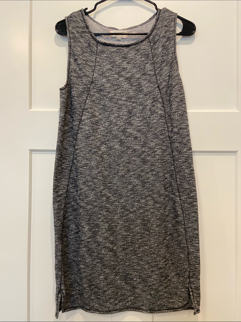 Sz M Max Studio Gray Terry Stretch Sleeveless Knit Shift Dress